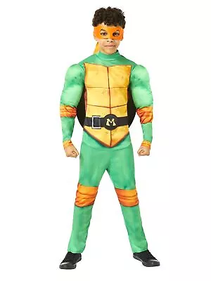 Boys TMNT Mikey Michelangelo Muscle Jumpsuit Costume Medium (8) • $34.99
