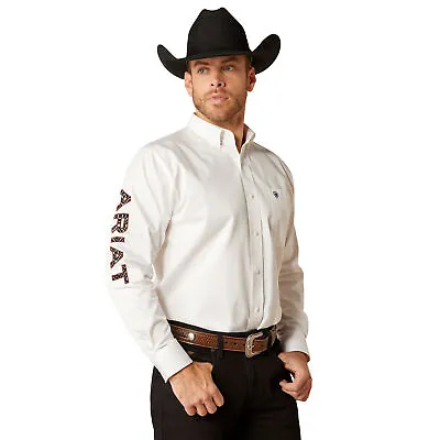 Ariat Men's Team Logo Twill White Classic Fit Button Down Shirt 10048807 • $64.97