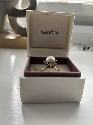 Pandora Everlasting Grace Pearl & CZ Ring Size 54 • £22