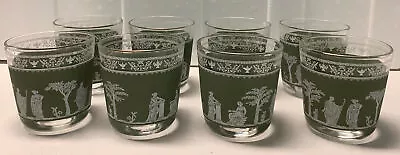 VTG Jeanette Hellenic Green Greek Rocks Glass Set Of 8 Wedgewood • $30