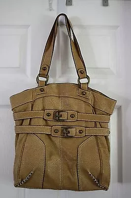 RED By MARC ECKO Tan/Brown Faux Leather Belted Shopper Tote Handbag Purse Bag • $35.99