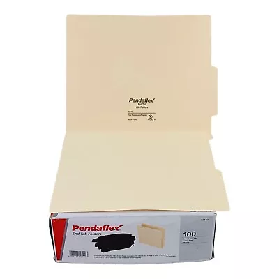 100 Folders Pendaflex Letter Size End Tab Lower Position Manila File Folders • $36.99