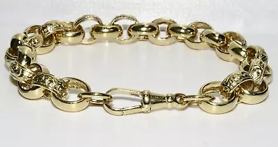 SOLID 9CT YELLOW GOLD & SILVER 9 Inch MEN'S BELCHER BRACELET • £99.95