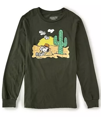 $9.99 • Buy Peanuts Mens Snoopy Brother Spike Desert Cactus Green Shirt New S-2XL