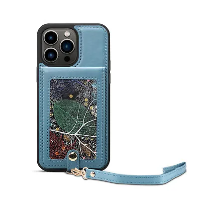 Shockproof Vertical Card Pocket Wallet Leather Lanyard Case Cover For IPhone • $10.99