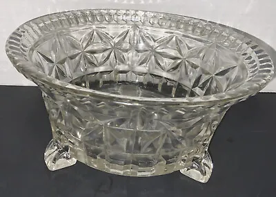 Vintage 3-Footed Serving Cut Glass 8-3/4” Bowl • $10