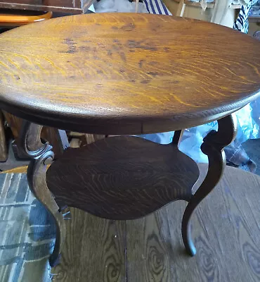 Carved Quartersawn Oak Oval Parlor Table Center Table  (PRT30) • $499