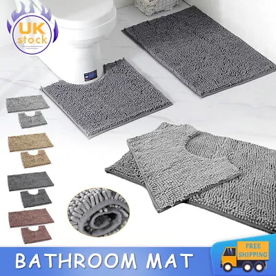 £8.59 • Buy  2x Bath Loop Mat Set Pedestal Non Slip Super Soft Closetool Toilet Bathroom Rug
