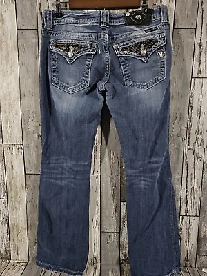 MISS ME Boot Cut Blue Denim Jeans JP5189B2 Flap Pockets Womens Size 31 Low Rise • $20