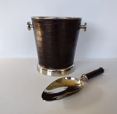 POTTERY BARN PARKER Ice Bucket & Ice Scoop - Leather Wrapped • $49.99