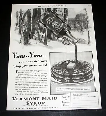 1929 Old Magazine Print Ad Vermont Maid Cane And Maple Syrup More Delicious! • $12.99