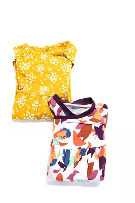 Tea Girls Printed Long A Line Dresses Yellow Purple Size 6 Lot 2 • $40.81