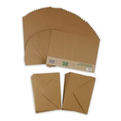 £6.49 • Buy Craft UK 5in X 7in Card Blanks & Envelopes Kraft | 50 Pack