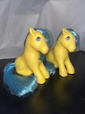 2 Vintage 1983 Hasbro My Little Pony G1  “BUBBLES”Yellow W/blue Hair • $35