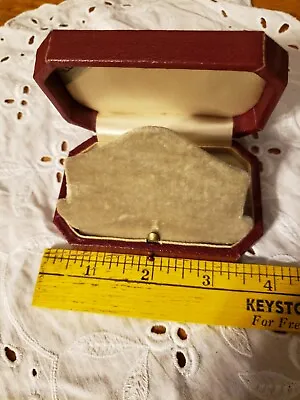 Vintage Leather Jewelry Box Red Illinois Velvet Lining Push Button Used • $18