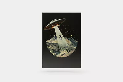 Mysterious UFO Soaring Over Majestic Mountain - Captivating Canvas Artwork • $24.89