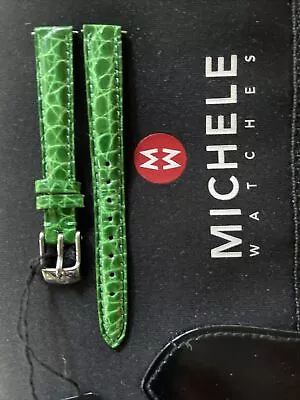 New Michele Lucky Green Genuine Alligator 12mm Watch Strap $200 Kelly Green Rare • $85