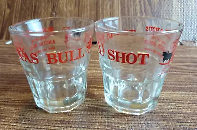 Texas Bull Shot Black Angus Rocks Lowball Vintage Whisky Glass Set Of Two (2) • $20