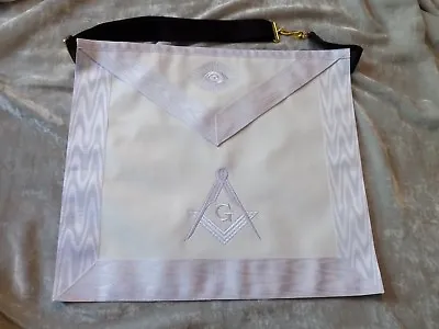 All White Master Mason Square Compass Apron Freemason Leather Style NEW! • $49