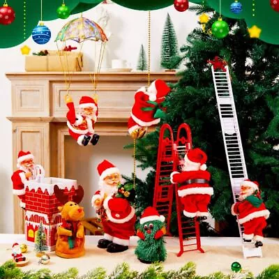 Party Decor Climbing Ladder Xmas Santa Claus Electric Christmas Music Figurine` • £8.74