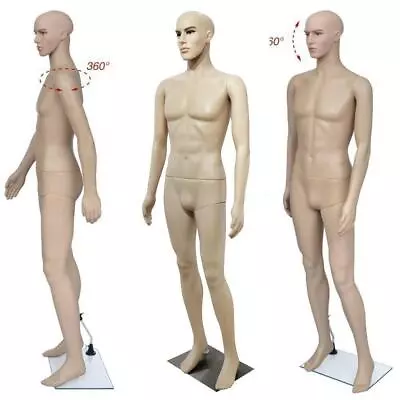 Male Mannequin Full Body PE Realistic Display Head Turns Form W/ Base US SHIP • $79.99