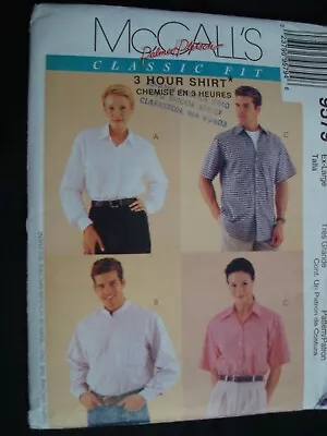 McCalls Pattern 9579 Misses Men's Unisex Button Front Shirt  Size XL 42 44 UNCUT • $10