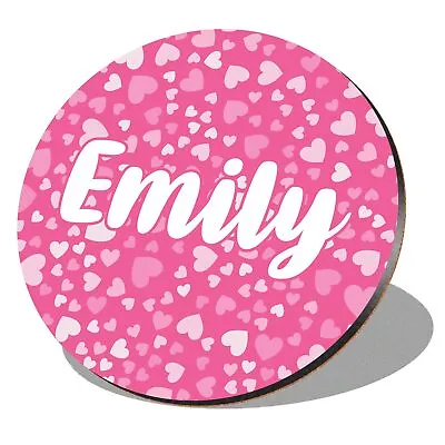 1 X Round Coaster - Name Emily Pink Hearts Love Lettering #268499 • £4.99