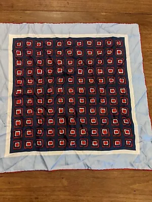 Men's Italian Ashear Silk Pocket Scarf Red White Blues • $18