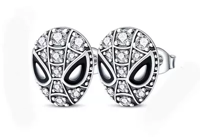 Spiderman .925 Sterling Silver Marvel Pave Stud Earrings • $29.99
