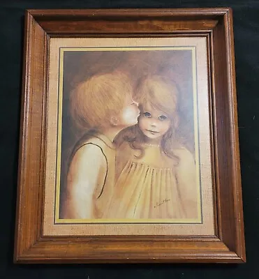 Margaret Kane  A Little Kiss . 20x17. Little Boy And Big Eyed Girl. Framed Art • $29.99