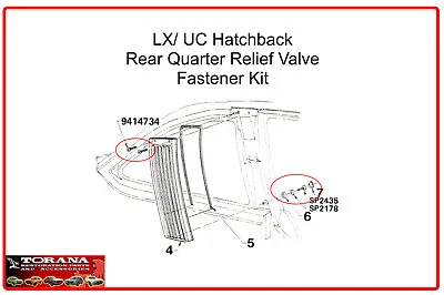 $14.50 • Buy Torana LX/ UC Hatchback Rear Quarter Relief Valve Fastener Kit