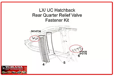 $14.50 • Buy Torana LX/ UC Hatchback Rear Quarter Relief Valve Fastener Kit