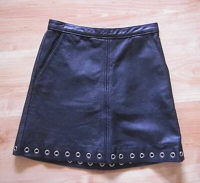 H&M Black Real Leather Skirt Size 6 • £8