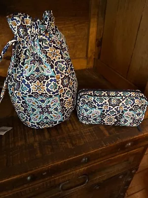 Vera Bradley Ditty Bag And Deluxe Organizer In Lisbon Medallion Cool NWT • $35