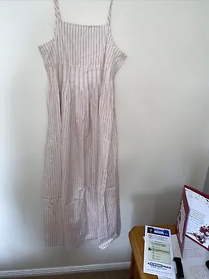 $40 • Buy Ladies Seed Size 12 Cotton Pale Pink Stripe Maxi Dress Nwot