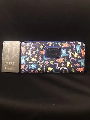 Loungefly Disney Pixar Monsters Inc Zip Around Wallet Characters Pattern • $39