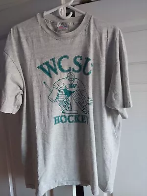 VINTAGE HOCKEY WESTERN CONNECTICUT STATE UNIVERSITY WCSU T-Shirt XL HANES 50/50  • $12