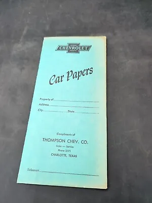 Chevrolet Car Papers Envelope Dealership Dealer Vintage • $18