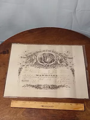 Vintage 1881 MARRIAGE CERTIFICATE State Of Michigan Wild West • $24.99