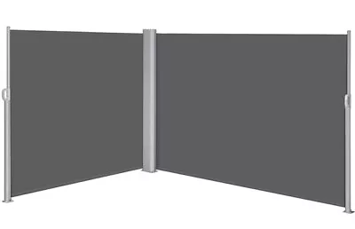 Double-Side Awning With Retractable Screen For Privacy Patio Garden Dark Gray • $159.49