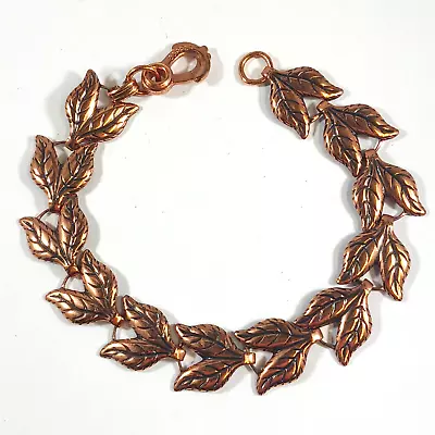 Vintage Copper Linked Leaves Bracelet ~ 8 Inches • $15