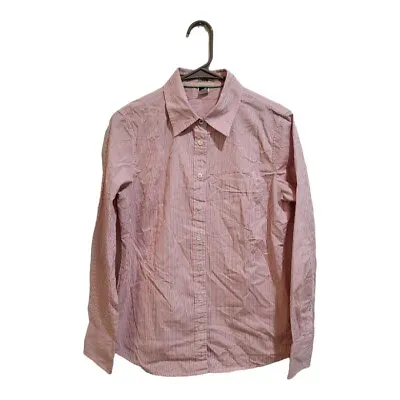 J. Crew Button Up Shirt Womens M Medium Slim Fit Pink Striped Preppy Casual • $13.88