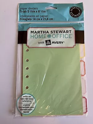 Martha Stewart Home Office Avery Paper Tab Dividers 5-Tab 5 1/2” X 8 1/2” • $8