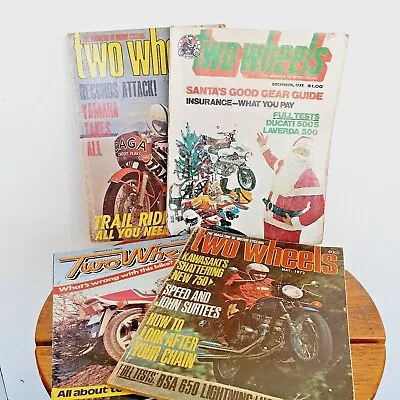 TWO WHEELS Vintage Motorcycle Magazines X4 70s 80s Rare • $39.95