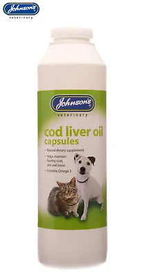 Johnsons Dog Cat Cod Liver Oil Supplement Healthy Skin Coat Bones 800 Capsules • £22.99