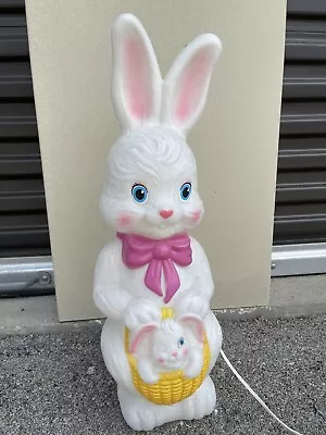 Empire 22  Standing Easter Bunny Rabbit W/Baby Basket Blow Mold Yard Decoration • $49.99