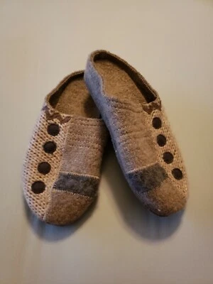 HAFLINGER Gray Wool Slippers Geometric Design Women's EU Size 39 US Size 8 • £51.98