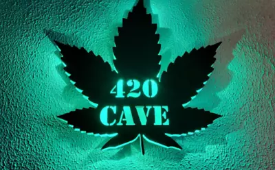 Marijuana Leaf Sign 420 Man Cave Personalized Weed Sign Smoking Lounge Sign • $75