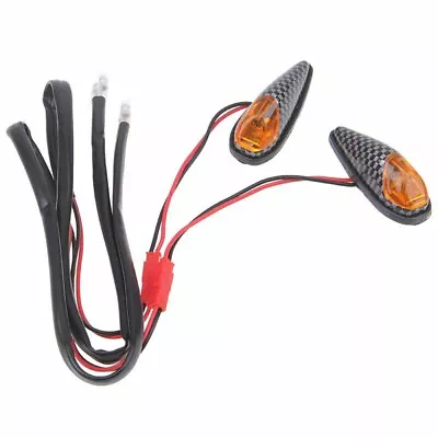 Pair Motorcycle Amber Turn Signal Light Carbon Black Look Flush Mount Universal • $7.55