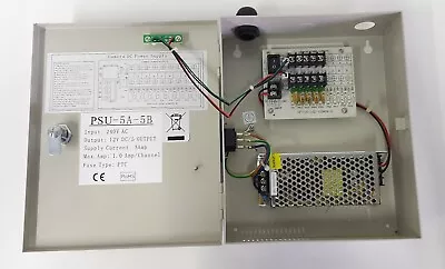 QVIS PSU-5A-5B 5 Port Camera DC Power Supply In Metal Cabinet 12v 5 Amp • £23.99